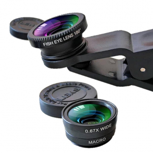 Accessori Tablet - PAN OPTICAL LENS KIT BLACK - LENTI UNIVERSALI PER FOTOCAMERA EFFETTO WIDE, MICRO, FISH EYE