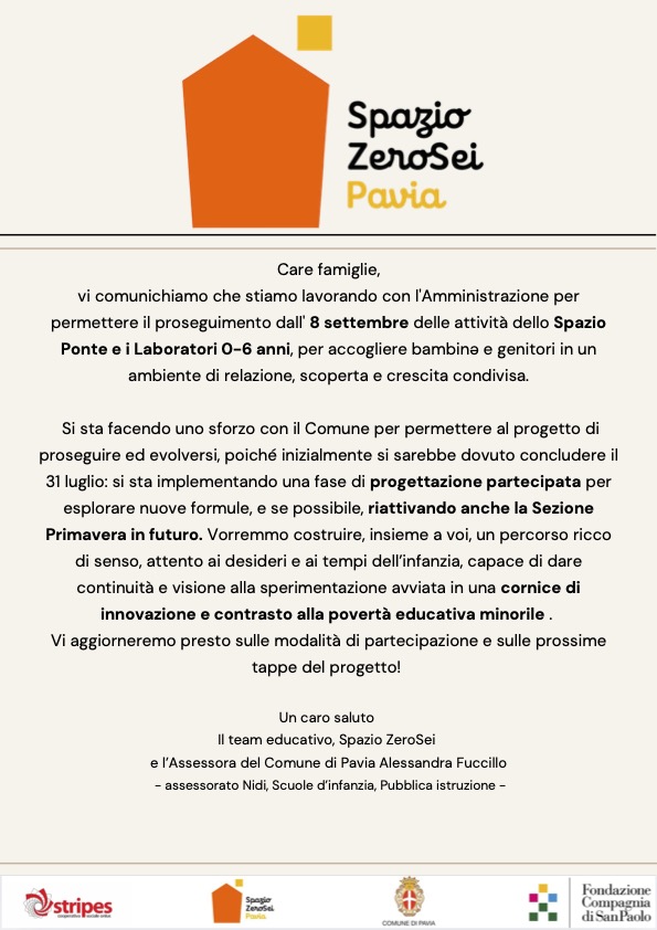 Comunicazione Spazio ZeroSei Pavia luglio 2025